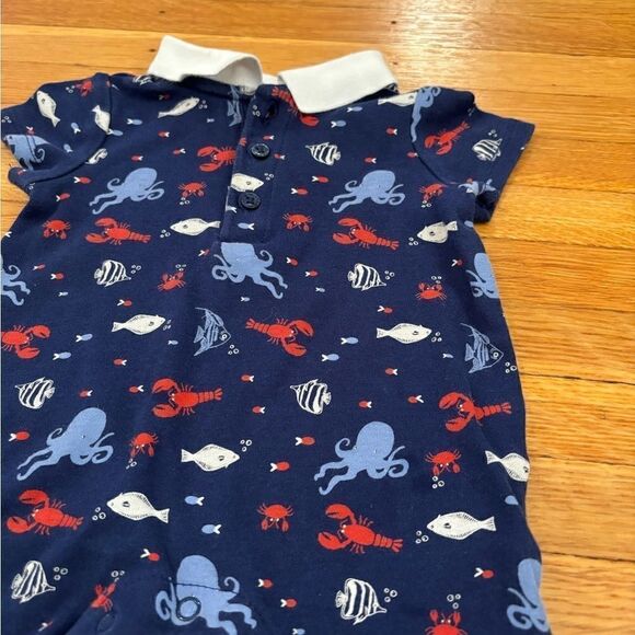 Janie and Jack Blue Ocean Animals Polo Romper - Picture 3 of 4